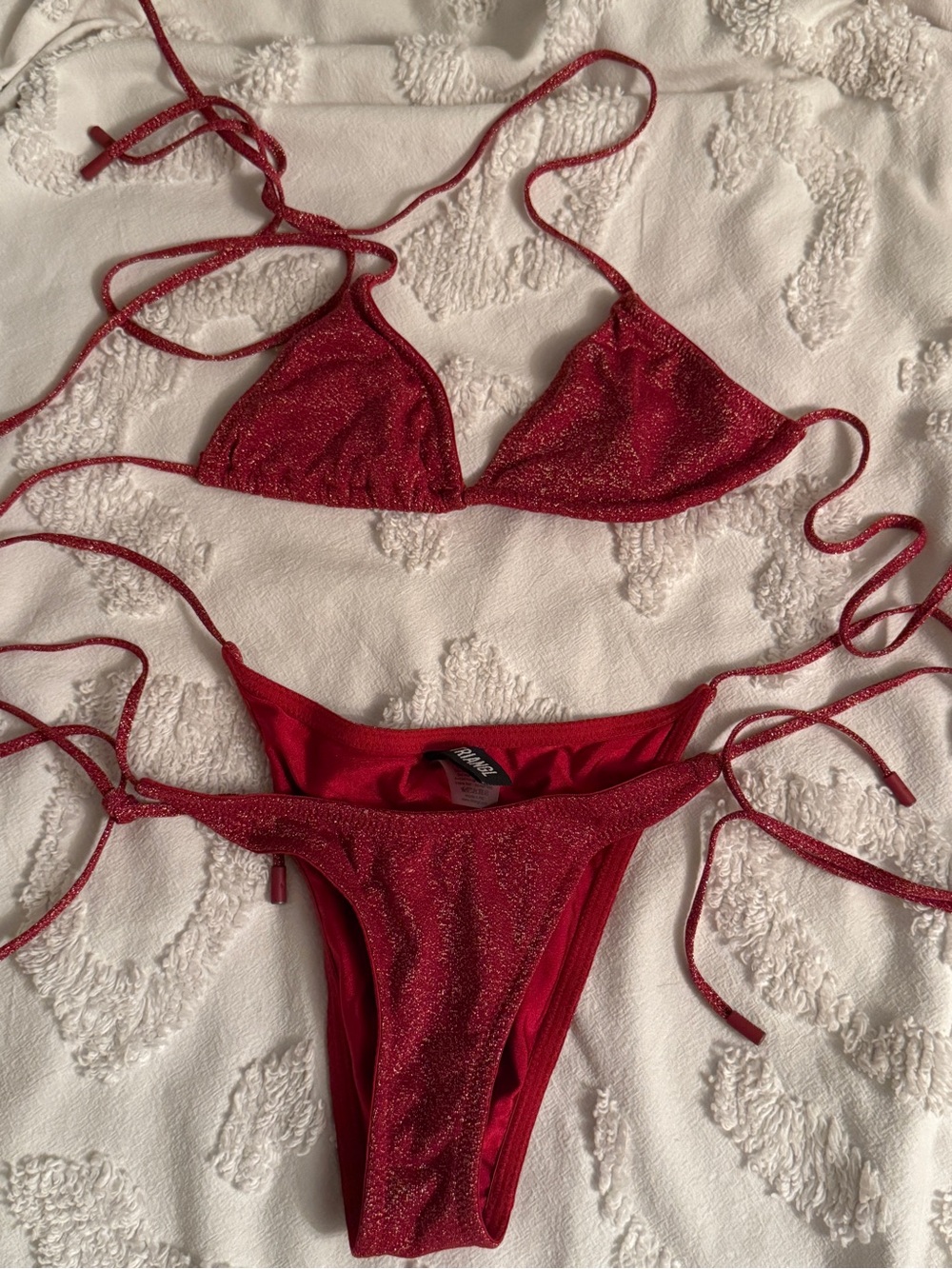 triangl swimwear Red Sparkle Tie-String Bikini Set